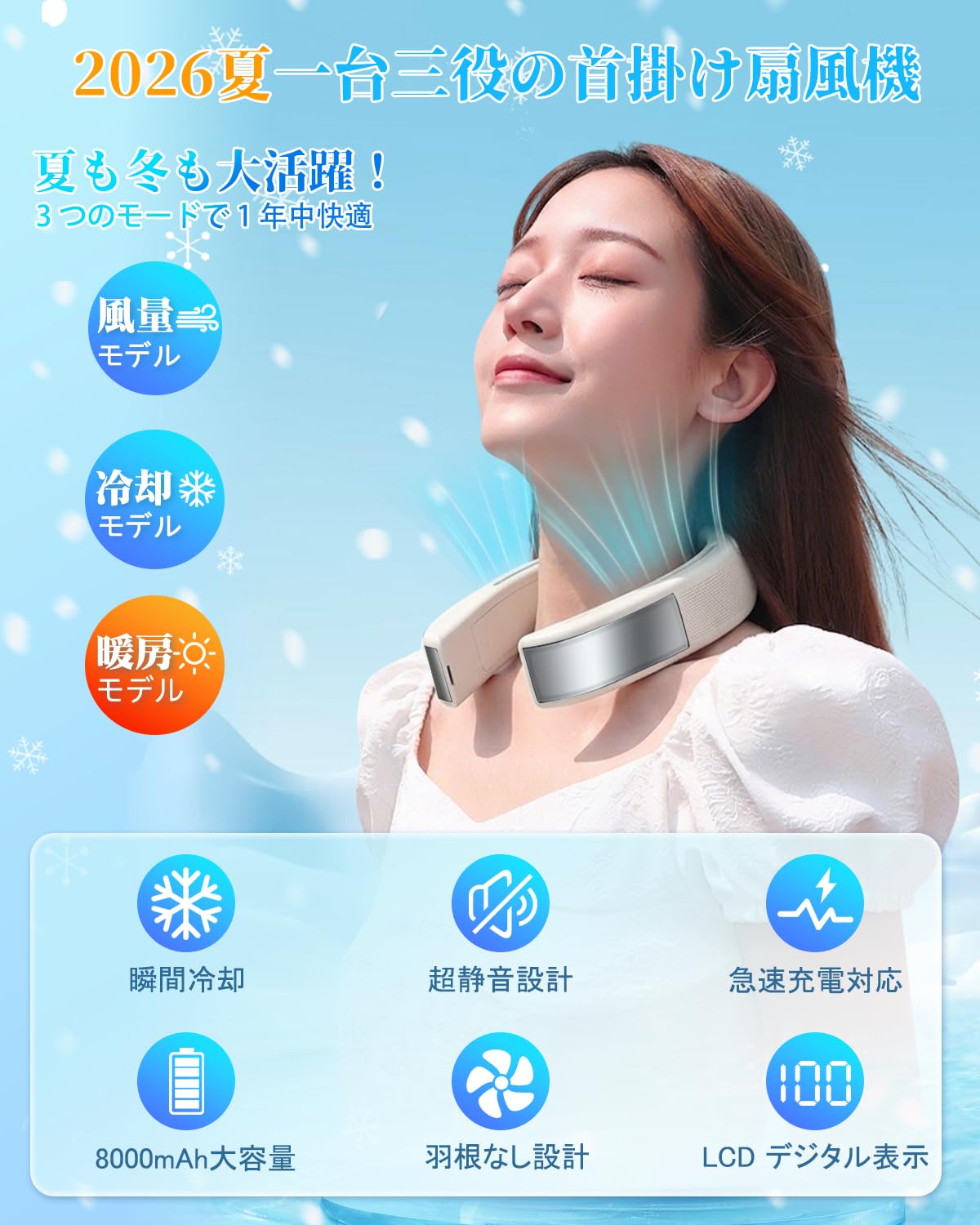 首掛け扇風機 ネッククーラー 冷却プレート【2026夏新登場・一台3役・冷暖両用 Amazon | 首掛け扇風機 ネッククーラー 冷却プレート【2026夏新登場